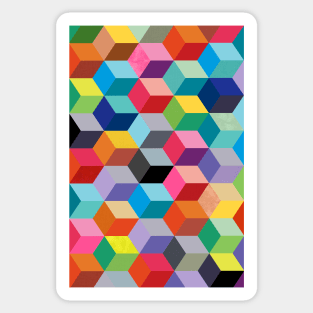 Geometric rainbow cubes Sticker